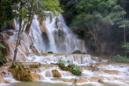 Kuang Si famous destination Waterfalls, in Luang Prabang district. Laos.の写真素材