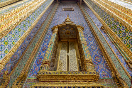 Bangkok grand palace, architectural detail, a complex of buildings at the heart of Bangkok city, its construction began 1782, at the order of King Phutthayotfa Chulalok. Thailand.のeditorial素材