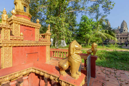 Angkor Wat ancient temple complex one of the largest religious monuments in the world and UNESCO World Heritage Site, it's a famous tourist attraction in Siem Reap, Cambodia.の写真素材