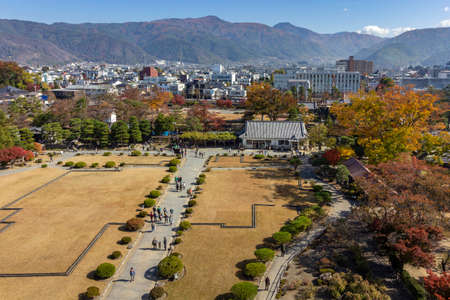 Matsumoto castle garden, a designated National Treasure of Japan, and the oldest castle donjon remaining in Japan. Construction began in 1592 and it is also known as Crow Castle, Japan.のeditorial素材