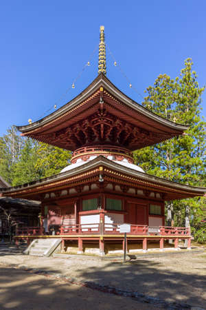 Toto building, in Danjo Garan temple complex, one of the two sacred spots at the heartland of the Mount Koya, Japan.のeditorial素材