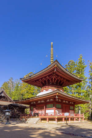 Toto building, in Danjo Garan temple complex, one of the two sacred spots at the heartland of the Mount Koya, Japan.のeditorial素材
