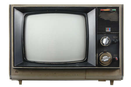 Old vintage TV isolated on a white backgroundの写真素材