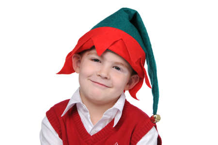Little boy with hat isolated on whiteの写真素材