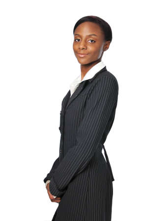 Young African American Businesswoman isolated on whiteの写真素材
