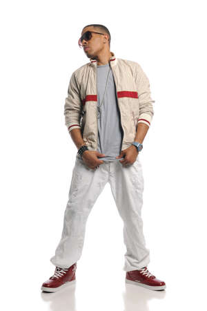 Hip Hop dancer performing isolated on a white background