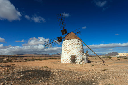 Canarian landscape with flour millの写真素材