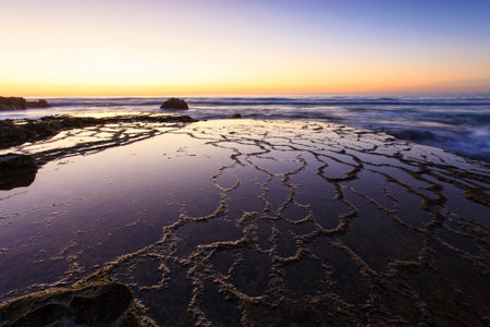sunset on the Aljibe beach in El Cotilloの写真素材
