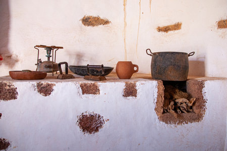 elements of traditional canarian charcoal cookingの写真素材