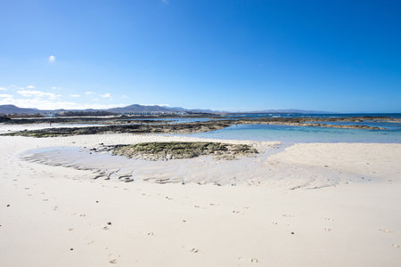 spectacular beach of La Concha in the tourist town of Cotillo, north of Fuerteventura