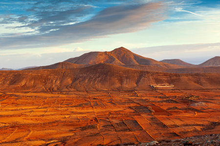 Landscape of a desert at sunset.の写真素材