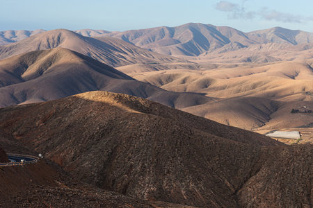 Mountain landscape in Fuerteventura, Canary Islands, Spainの写真素材