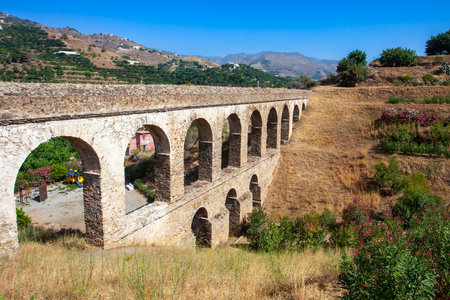 Roman aqueduct in Ronda, Andalusia, Spainの写真素材