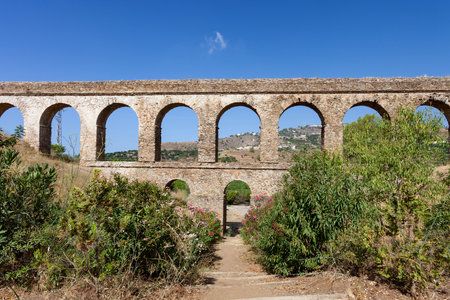 Old roman aqueduct in Tarragona, Catalonia, Spainの写真素材