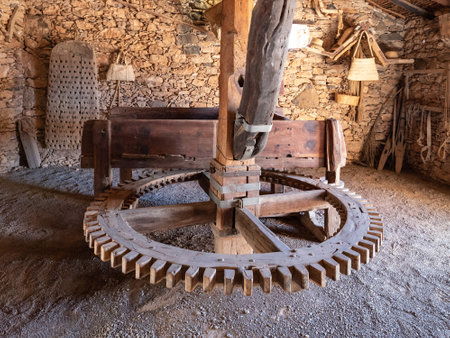 Old wooden mill in the old village of Fuerteventura, Canary Islands.の写真素材