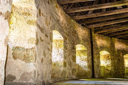 Wall around the city of Rothenburg, Bavaria, Germany for defense against invasions from enemies in the medieval period.の写真素材