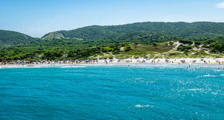 Beach in sunny summer day, on the sea of the Brazilian coast, in the region of the lakes, city of Cabo Frio, Rio de Janeiro, Brazilの写真素材