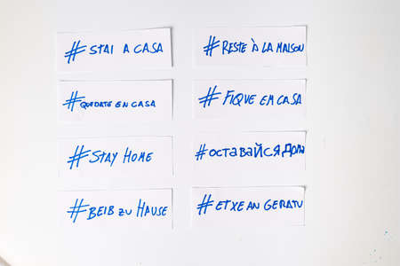 hagtas in different languages ? ?? ? ?? white backgroundの写真素材