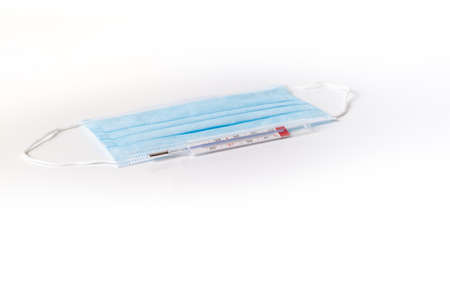 surgical mask with thermometer white background