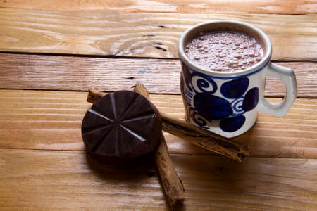 Authentic mexican hot chocolate and cinnamon