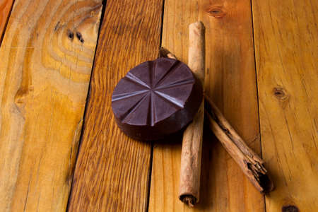 Authentic mexican chocolate and cinnamonの写真素材