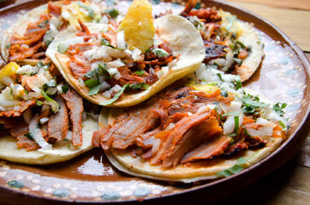 Traditional mexican food: tacos al pastorの写真素材