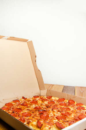 Traditional pepperoni pizzaの写真素材