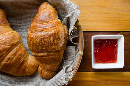 Traditional croissant and marmaladeの写真素材