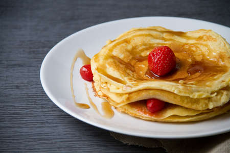 Traditional pancake and strawberryの写真素材