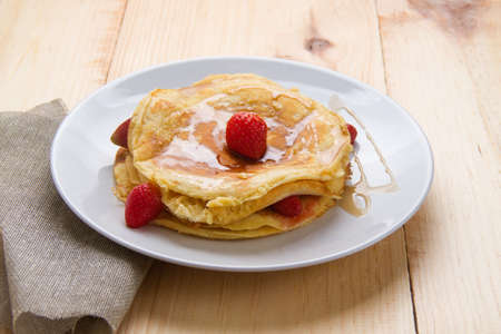Authentic pancake and strawberryの写真素材