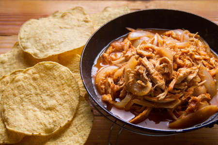 Traditional mexican chicken tingaの写真素材