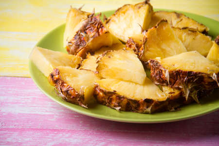 organic pineapple piecesの写真素材