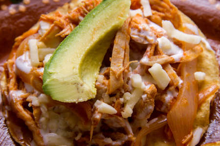 Traditional mexican food: Tostadas tingaの写真素材