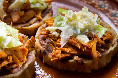 Traditional mexican sopes tingaの写真素材