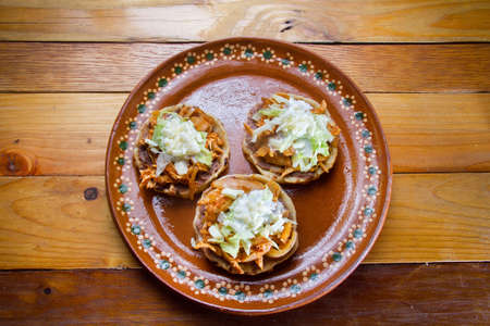 Authentic mexican sopes tingaの写真素材