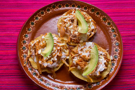 Authentic mexican food: Tostadas tingaの写真素材