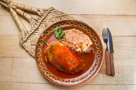 Traditional mexican chiles rellenosの写真素材