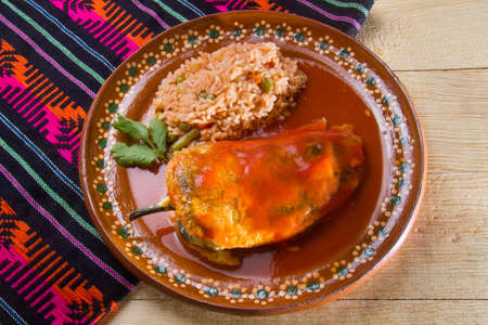 Traditional mexican food: chiles rellenosの写真素材