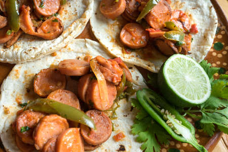 Traditional tacos  mexican sausage stewの写真素材