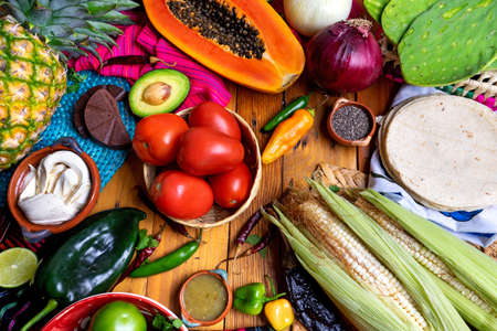 Traditional mexican food: ingredientsの写真素材