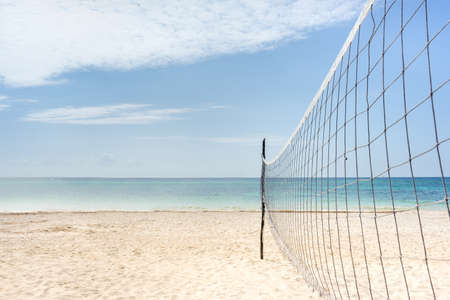 Volleyball net at mexican beachの写真素材