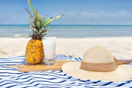 Pina colada drink at the beach