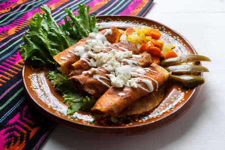 Traditional mexican enchiladas style Queretanas