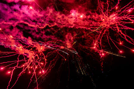Colorful fireworks in the night skyの写真素材