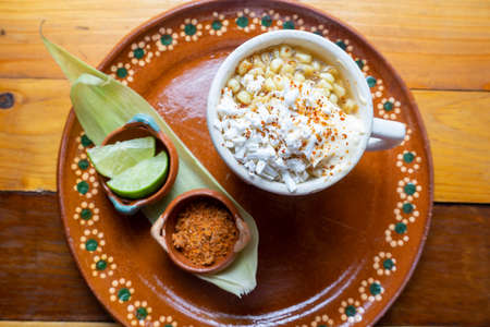 Traditional mexican esquites cornの写真素材