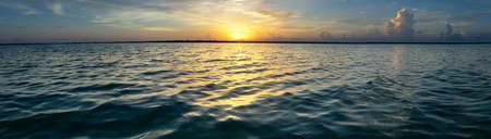 Panorama of lagoon at Bacalar, Mexicoの写真素材