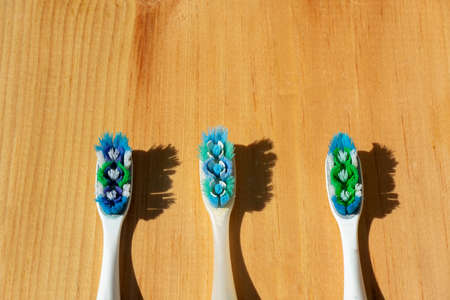 Set of worn out toothbrush