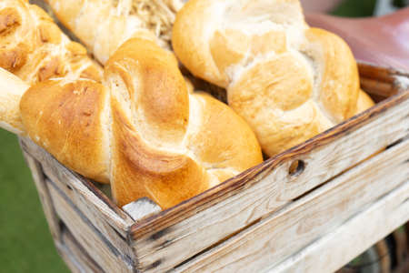 Fresh artisanal bread and wheatの写真素材