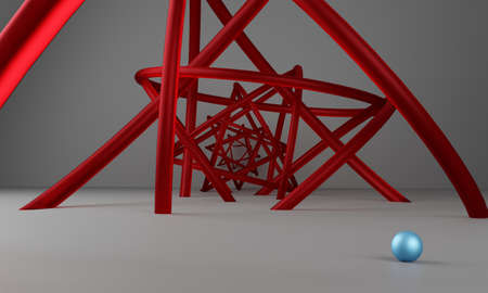 3d illustration of modern and abstract showcase. Geometric concept