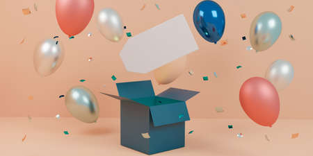 3d illustration of sales tag or label with copy space and balloonsの写真素材